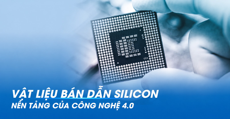 Silicon là vật liệu bán dẫn phổ biến nhờ tính ổn định, dễ kiểm soát và phù hợp sản xuất chip hàng loạt. 